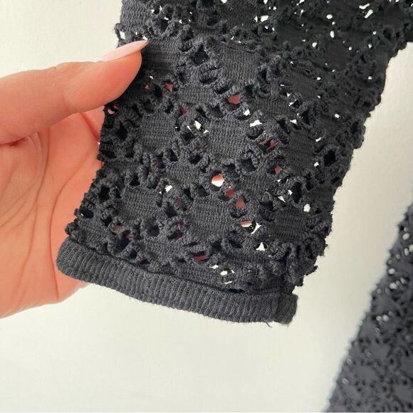 Vintage ELAN USA Crochet Beach Coverup OS Black - Picture 6 of 7